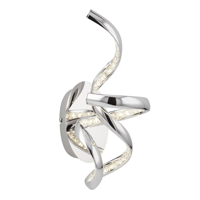 Searchlight 9208CC Twirls Arm LED Wall Bracket, Chrome, Clear Crystal - 31649