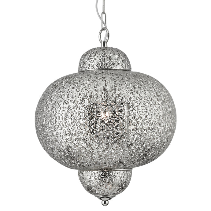 Searchlight 9221-1SS Fretwork  - 1Lt Pendant, Shiny Nickel - 31651
