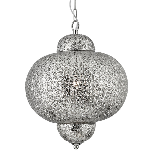 Searchlight 9221-1SS Fretwork  - 1Lt Pendant, Shiny Nickel - 31651