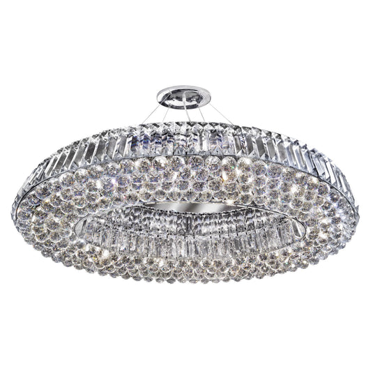 Searchlight 9291CC Vesuvius -  Oval 10Lt Ceiling, Chrome With Clear Crystal Coffins Trim & Ball Drops - 31655