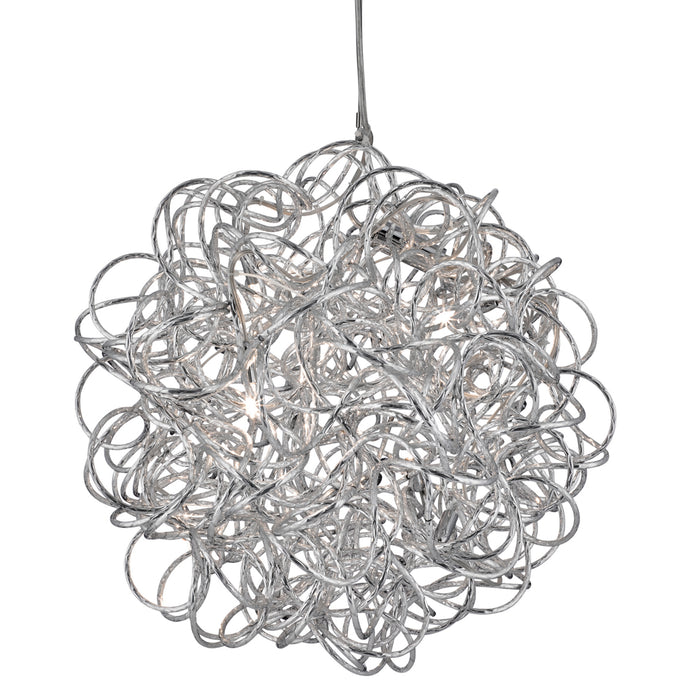 Searchlight 9432 Scribble - 6Lt Pendant, Diamond Cut Tangled Aluminium - 31672
