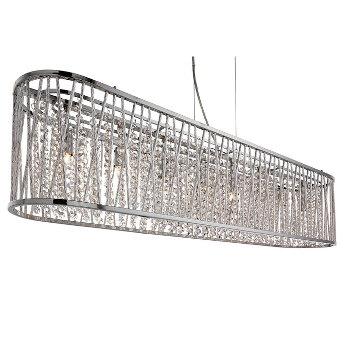 Searchlight 9448-8CC Elise 8Lt Oval Ceiling, Aluminium Tubes Trim, Chrome, Clear Crystal Drops - 31673