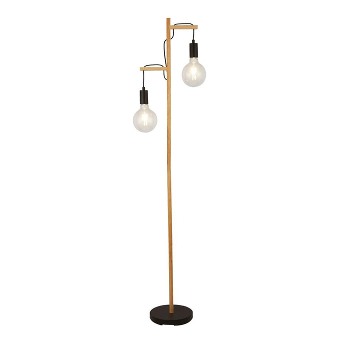 Searchlight 95041-2BR Woody 2Lt Floor Lamp, Black And Ash Wood - 31675