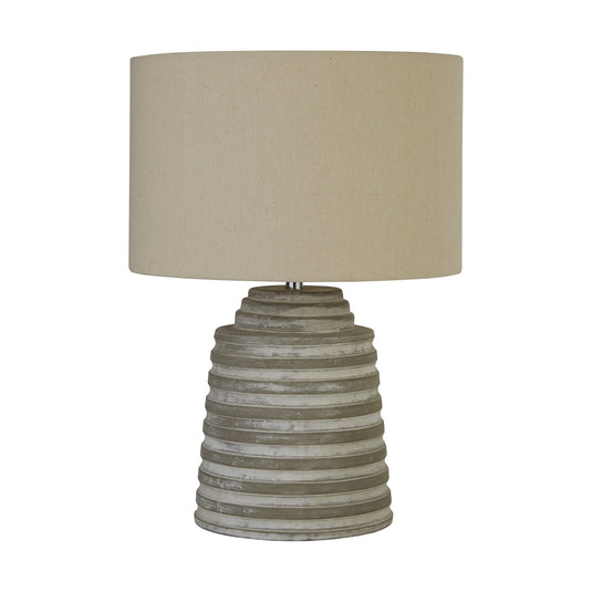 Searchlight 9621GY Liana Grey Ridged Cement Table Lamp With Grey Shade - 31680