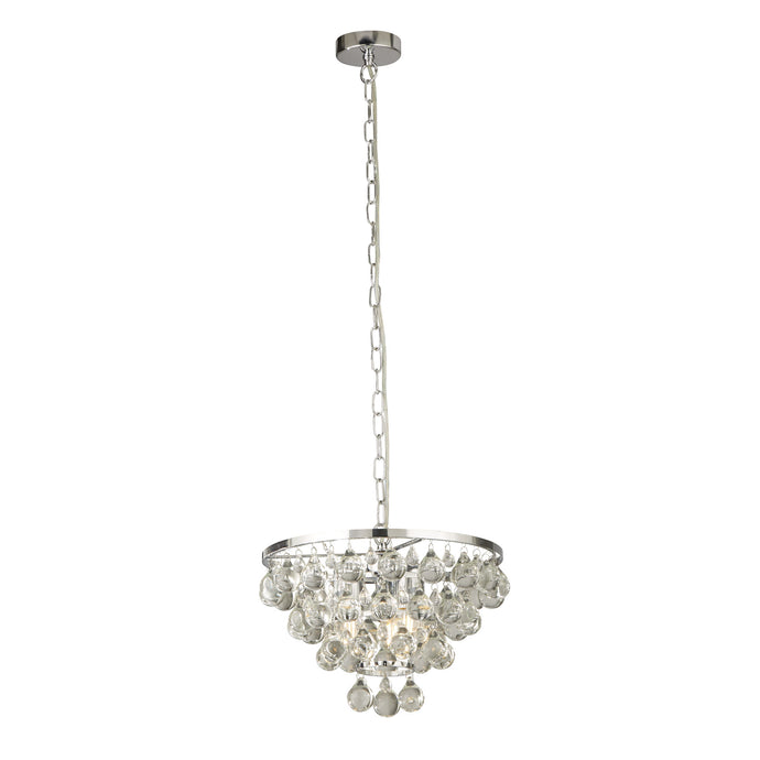 Searchlight 9634-4CC Michelle 4Lt Round Chrome Pendant With Rain Drop Glass Balls - 31681