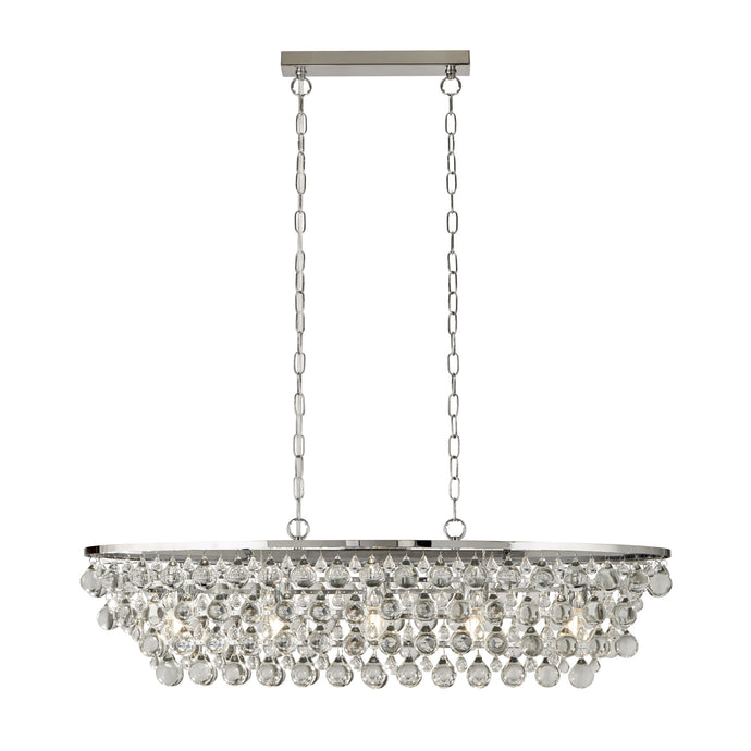 Searchlight 9635-5CC Michelle 5Lt Chrome Oval Pendant With Rain Drop Glass Balls - 31682