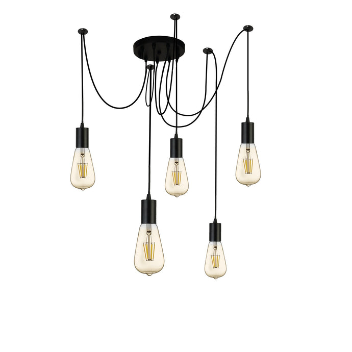 Searchlight 9665-5BK Squiggle 5Lt Pendant Black - 31687