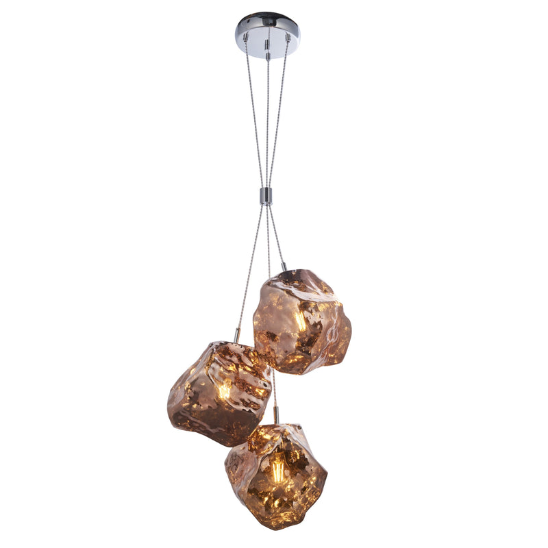 Load image into Gallery viewer, Endon Lighting 97659 Rock 3lt Pendant - 34464

