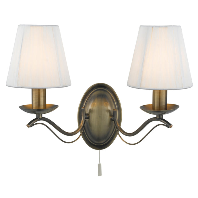 Searchlight 9822-2AB Andretti - 2Lt Wall Bracket, Antique Brass, Cream String Shades - 17117