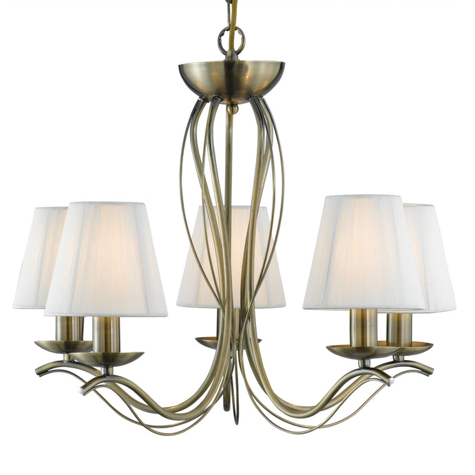 Searchlight 9825-5AB Andretti - 5Lt Ceiling, Antique Brass, Cream String Shades - 17116