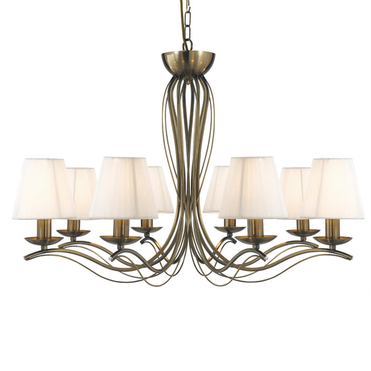 Searchlight 9828-8AB Andretti - 8Lt Ceiling, Antique Brass, Cream String Shades - 31704