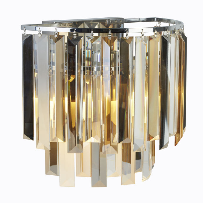 Searchlight 9832-2CC Clarissa 2 Light Chrome Wall Bracket With Cl,Am Sm Glass - 31705