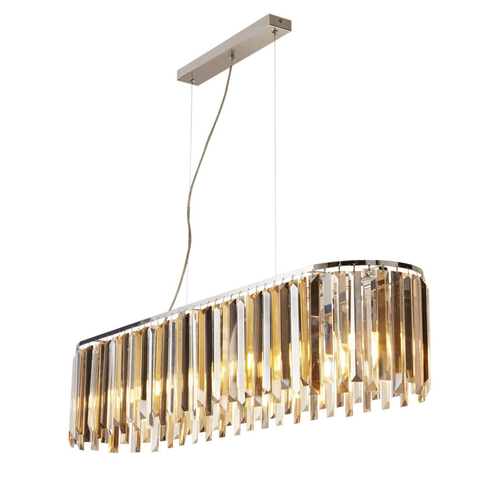 Searchlight 9838-8CC Clarissa 8Lt Pendant Bar, Chrome, Clear/Amber/Smokey Crystal Prism Drops - 31707