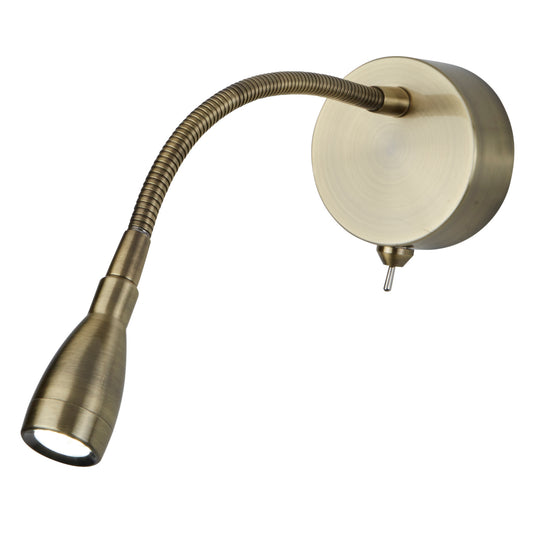 Searchlight 9917AB Flexi Wall, LED Adjustable Wall Light -  LED Reading Light  - Antique Brass - 31709