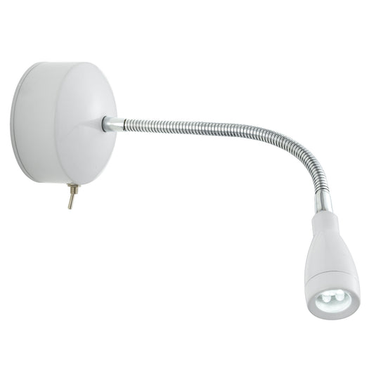 Searchlight 9917WH Flexi Wall, LED Adjustable Wall Light -  LED Reading Light  - Chrome/White - 17112