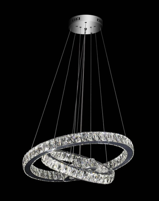 Eclipse 25597 Chrome-Crystal Round 3000K-6000K Tuneable White 3 Light Ring LED Pendant (Remote Control)