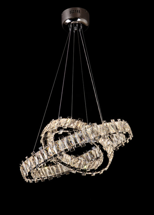 Eclipse 25600 Chrome-Crystal 3000K-6000K Tuneable White 2 Light Ring Round LED Pendant (Remote Control)