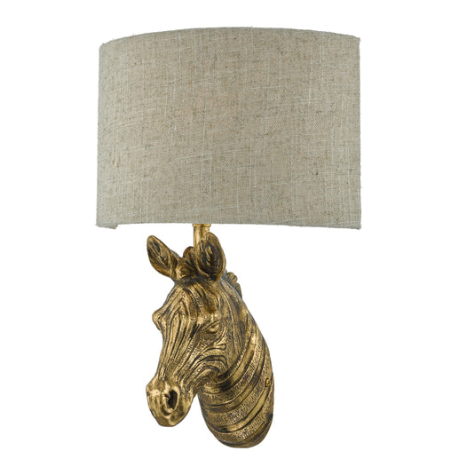 Dar Lighting ABB0735 Abby Zebra Wall Light Gold with Natural Linen Shade - 23865