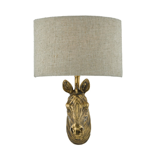 Dar Lighting ABB0735 Abby Zebra Wall Light Gold with Natural Linen Shade - 23865