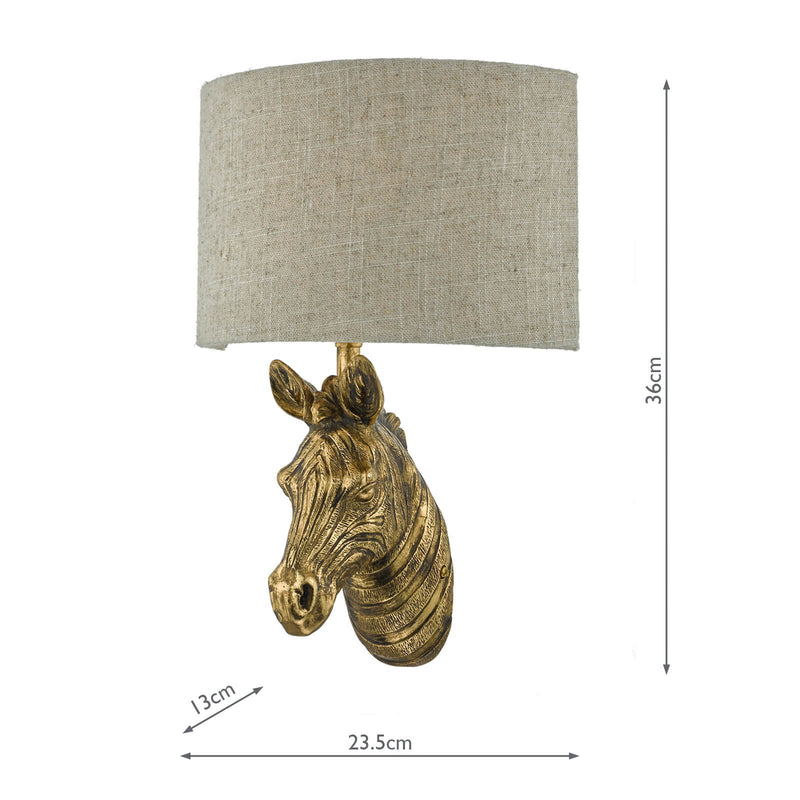Load image into Gallery viewer, Dar Lighting ABB0735 Abby Zebra Wall Light Gold with Natural Linen Shade - 23865
