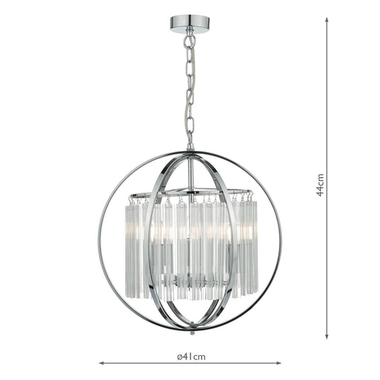 Dar Lighting ABD0350 Abdul 3 Light Pendant Polished Chrome - 21854