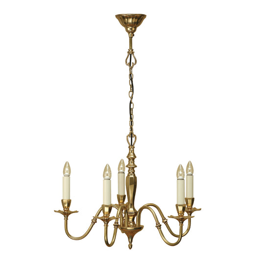 Interiors 1900 ABY1002P5 Asquith 5 Light Solid Brass Pendant