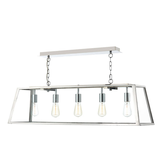 Dar Lighting ACA0544 Academy 5 Light Pendant Stainless Steel - 20671