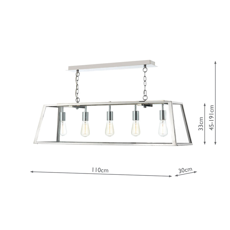 Load image into Gallery viewer, Dar Lighting ACA0544 Academy 5 Light Pendant Stainless Steel - 20671
