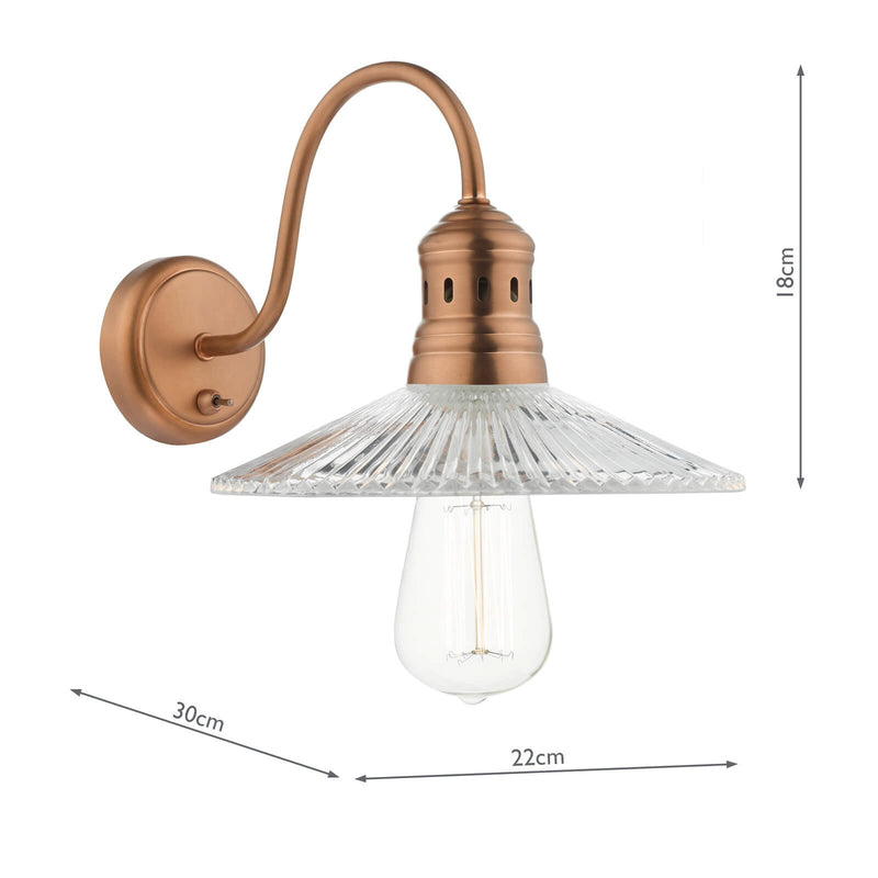 Load image into Gallery viewer, Dar Lighting ADE0764 Adeline 1 Light Wall Light Brushed Copper - 21856
