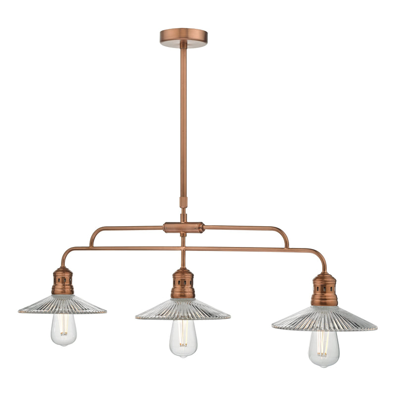 Load image into Gallery viewer, Dar Lighting ADE7364 Adeline Bar Pendant Brushed Copper &amp; Glass - 34864
