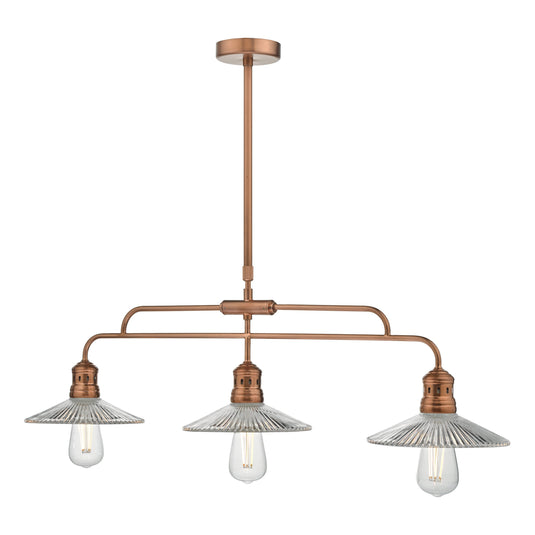 Dar Lighting ADE7364 Adeline Bar Pendant Brushed Copper & Glass - 34864