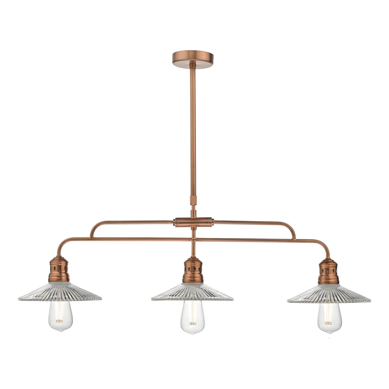 Load image into Gallery viewer, Dar Lighting ADE7364 Adeline Bar Pendant Brushed Copper &amp; Glass - 34864
