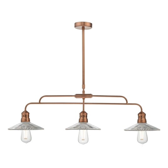 Dar Lighting ADE7364 Adeline Bar Pendant Brushed Copper & Glass - 34864