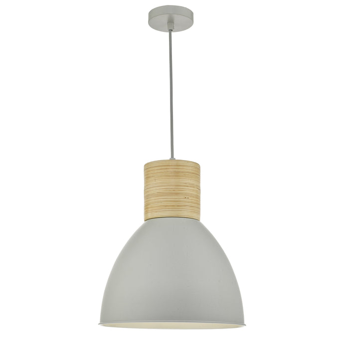 Dar Lighting ADN0139 Adna Pendant Grey & Wood - 34866