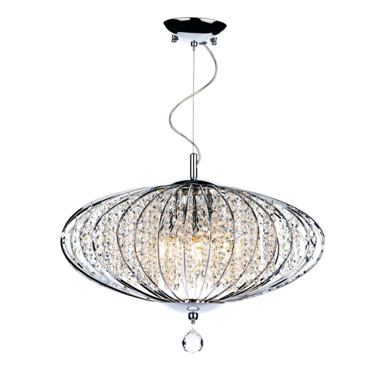 Dar Lighting ADR0550 Adriatic 5 Light Pendant Polished Chrome and Faceted Crystal - 16417