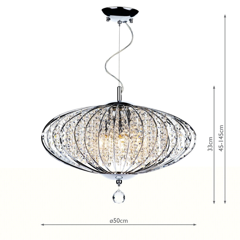 Load image into Gallery viewer, Dar Lighting ADR0550 Adriatic 5 Light Pendant Polished Chrome and Faceted Crystal - 16417
