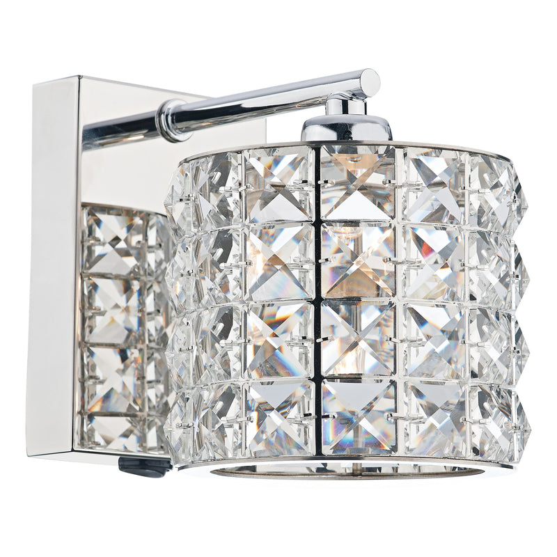 Load image into Gallery viewer, Dar Lighting AGN0750 Agneta 1 Light Wall Bracket Polished Chrome and Clear Faceted Crystal - 20447
