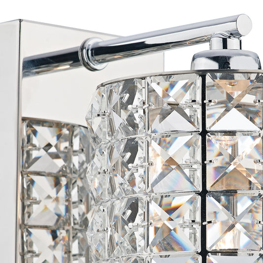 Dar Lighting AGN0750 Agneta 1 Light Wall Bracket Polished Chrome and Clear Faceted Crystal - 20447