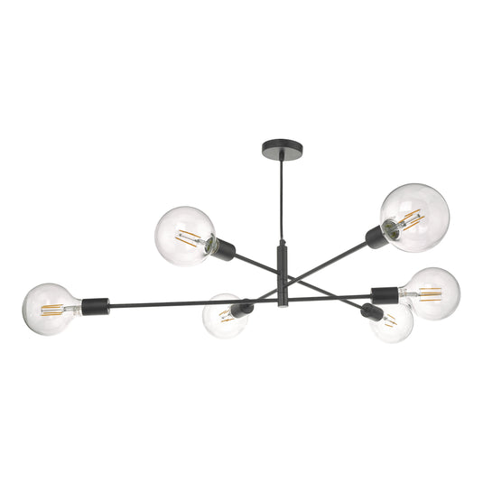 Dar Lighting ALA0622 Alana 6 Light Pendant Black - 24819