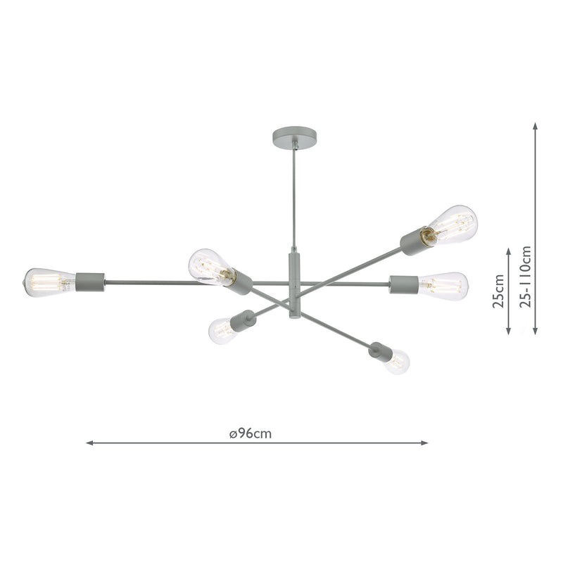 Load image into Gallery viewer, Dar Lighting ALA0639 Alana 6 Light Armed Fitting Matt Grey - 36845
