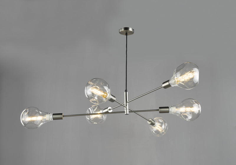 Load image into Gallery viewer, Dar Lighting ALA0646 Alana 6lt Pendant Satin Chrome - 34877
