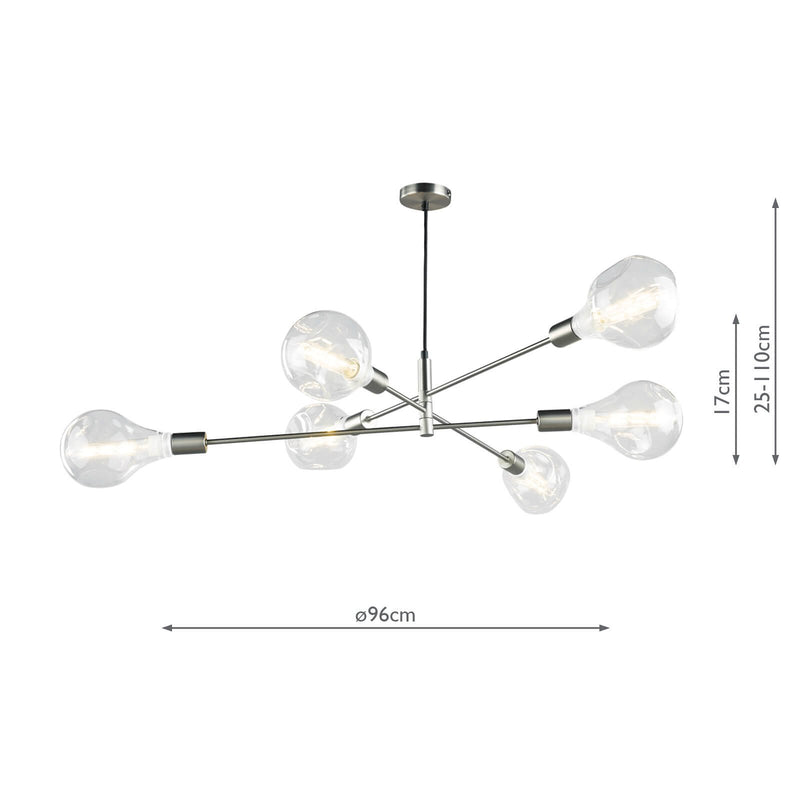 Load image into Gallery viewer, Dar Lighting ALA0646 Alana 6lt Pendant Satin Chrome - 34877
