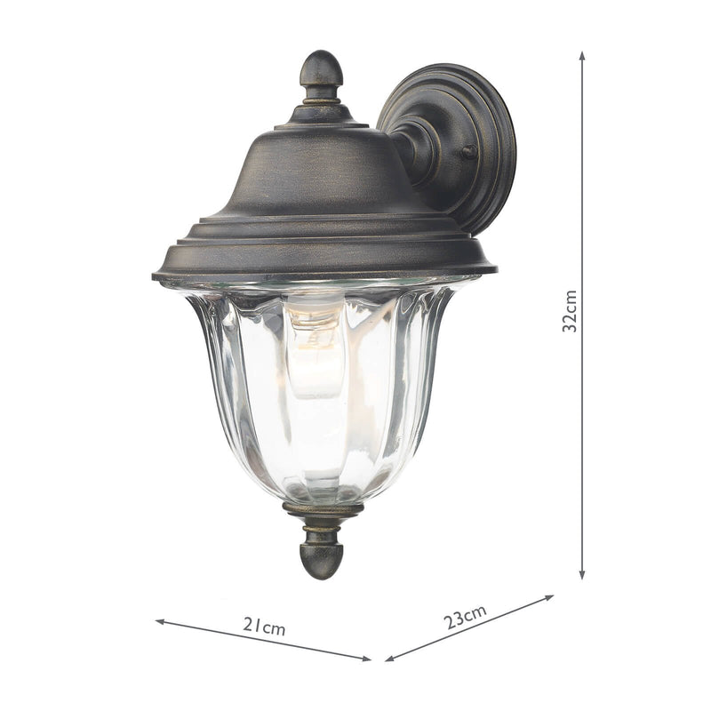 Load image into Gallery viewer, Dar Lighting ALD1635 Aldgate Wall Light Outdoor Black Gold IP44 - 23649
