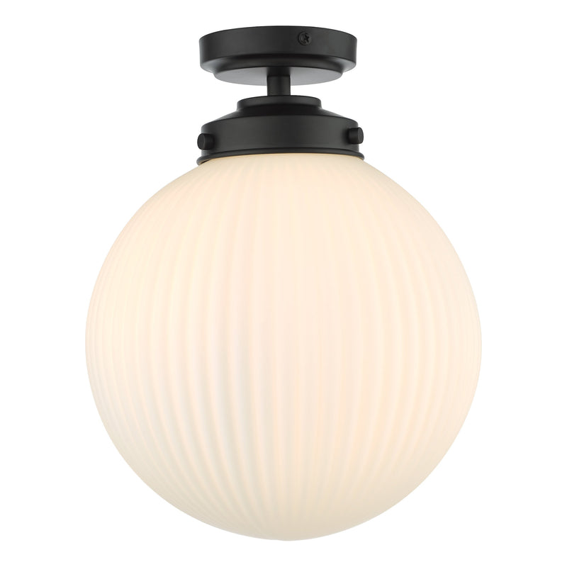 Load image into Gallery viewer, Dar Lighting ALR0122 Alrik 1 Light Flush Matt Black Opal Glass IP44 - 36860
