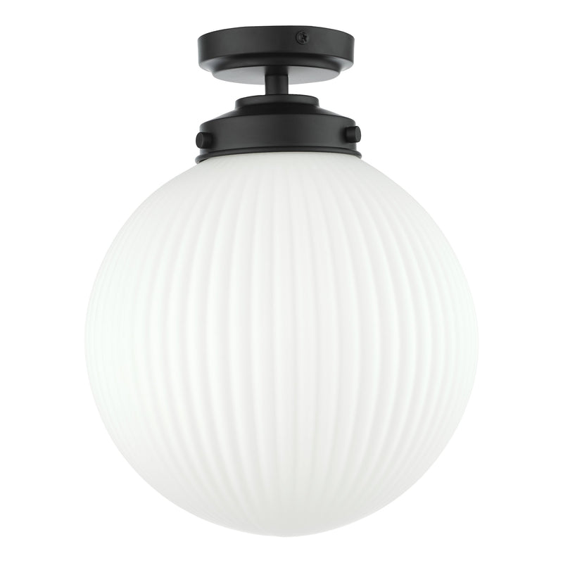 Load image into Gallery viewer, Dar Lighting ALR0122 Alrik 1 Light Flush Matt Black Opal Glass IP44 - 36860
