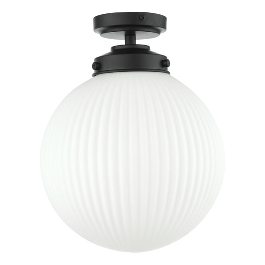Dar Lighting ALR0122 Alrik 1 Light Flush Matt Black Opal Glass IP44 - 36860