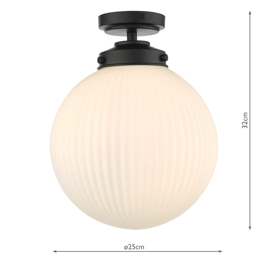 Dar Lighting ALR0122 Alrik 1 Light Flush Matt Black Opal Glass IP44 - 36860