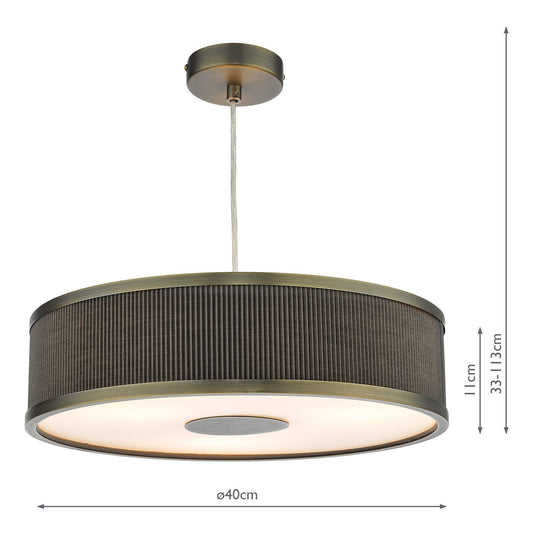 Dar Lighting ALV1039 Alvaro 3 Light Single Pendant Antique Bronze Mushroom - 36863