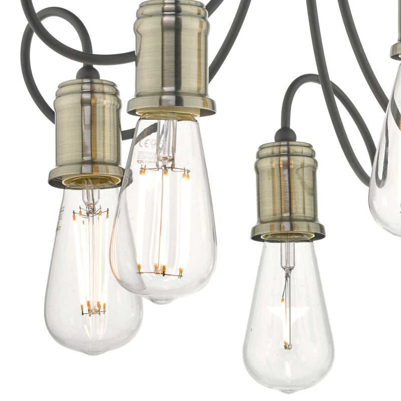 Load image into Gallery viewer, Dar Lighting ALZ5475 Alzbet 5lt Semi Flush Antique Brass &amp; Black - 23861
