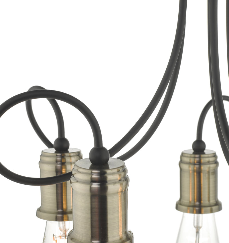 Load image into Gallery viewer, Dar Lighting ALZ5475 Alzbet 5lt Semi Flush Antique Brass &amp; Black - 23861
